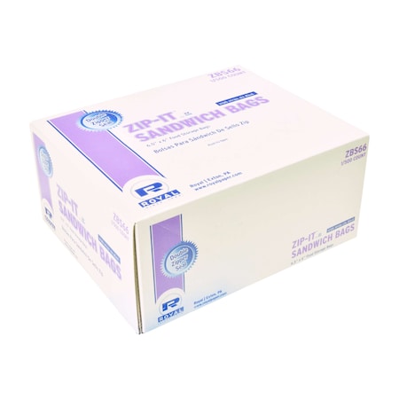 Amercareroyal Royal 6.5"x6" Double Zipper Sandwich Bag, PK500 ZBS66